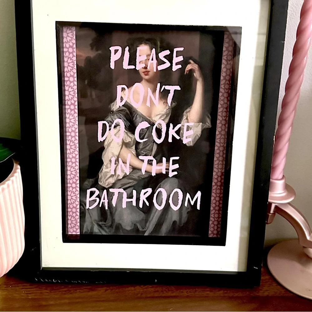 Please Don’t Do Coke in the Bathroom Renaissance Painting Canvas Print Frame Art